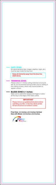 Bookmark 2.5inx8.5in V Front guideline preview
