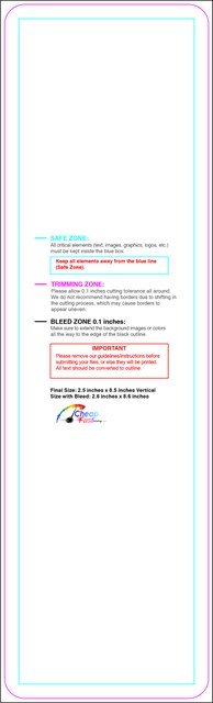 Bookmark 2.5inx8.5in V Round Front guideline preview