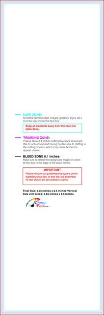 Bookmark 2.75inx8.5in V Front guideline preview