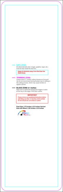 Bookmark 2.75inx8.5in V Round Front guideline preview