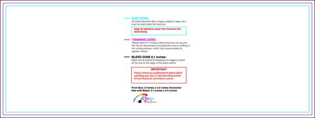 Bookmark 2inx5.5in H Front guideline preview