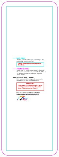 Bookmark 2inx5.5in V Round Front guideline preview