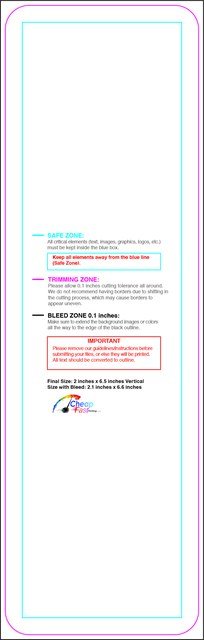 Bookmark 2inx6.5in V Round Front guideline preview