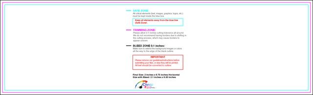 Bookmark 2inx6.75in H Front guideline preview