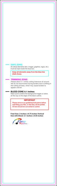 Bookmark 2inx6.75in V Front guideline preview