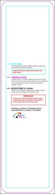 Bookmark 2inx7.25in V Round Front guideline preview