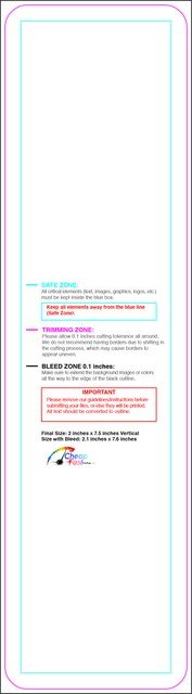 Bookmark 2inx7.5in V Round Front guideline preview