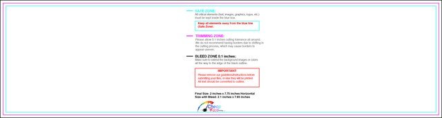 Bookmark 2inx7.75in H Front guideline preview