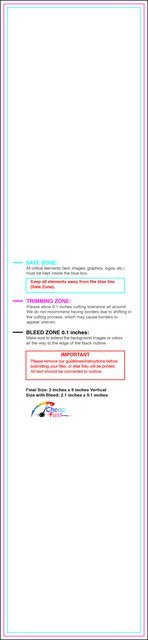 Bookmark 2inx9in V Front guideline preview