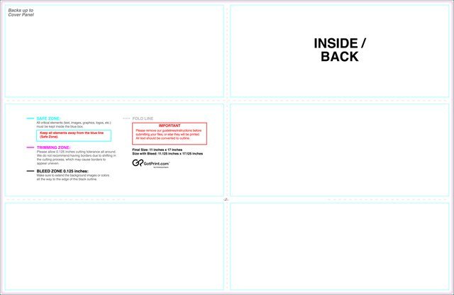 Brochure 11inx17in Halffold Trifold Front guideline preview