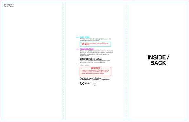 Brochure 11inx17in Trifold Front guideline preview