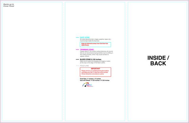 Brochure 11inx17in Trifold Inside guideline preview