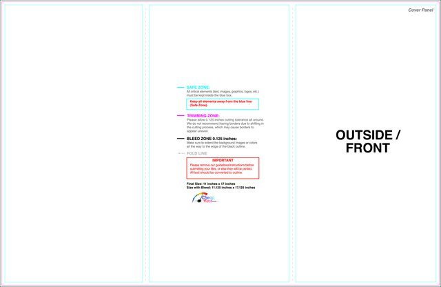 Brochure 11inx17in Trifold Outside guideline preview