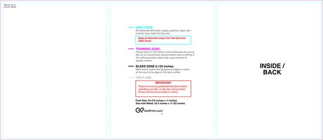 Brochure 11inx25.5in Trifold Front guideline preview