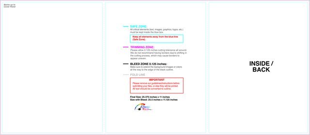 Brochure 11inx25.5in Trifold Inside guideline preview