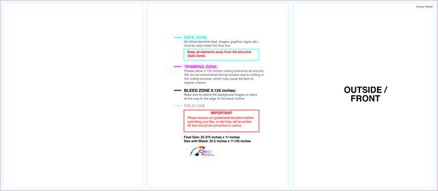 Brochure 11inx25.5in Trifold Outside guideline preview