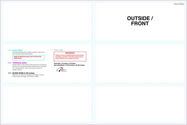 Brochure 12inx18in Half Trifold Outside guideline preview