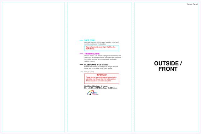 Brochure 12inx18in Trifold Outside guideline preview