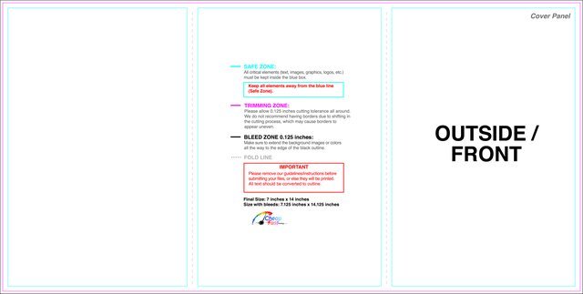 Brochure 7inx14in Trifold Outside guideline preview