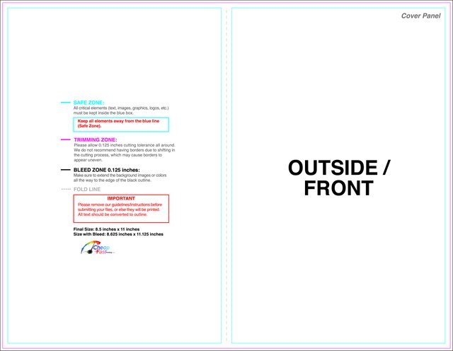 Brochure 8.5inx11in Halffold Outside guideline preview