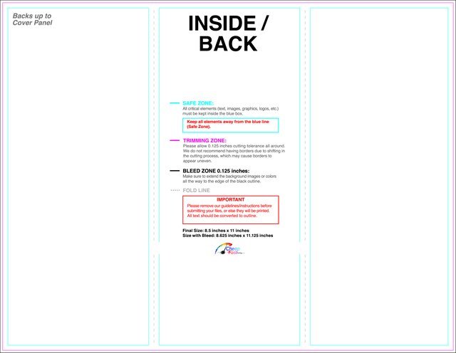 Brochure 8.5inx11in Trifold Front guideline preview