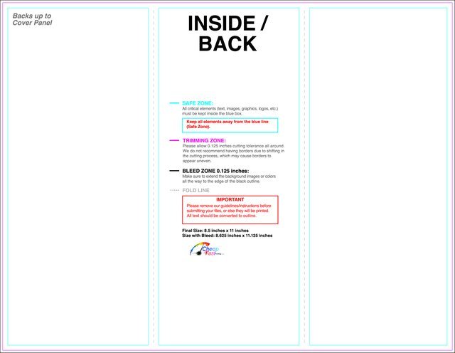 Brochure 8.5inx11in Trifold Inside guideline preview