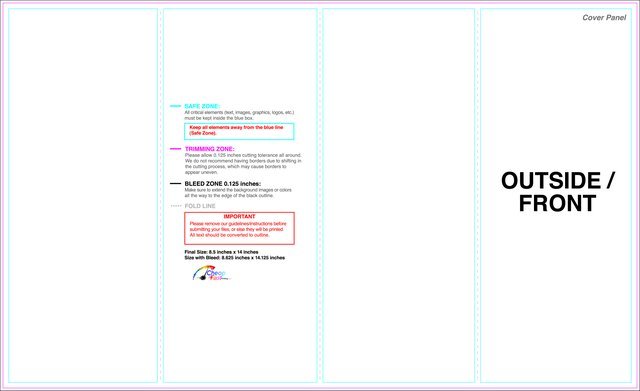 Brochure 8.5inx14in Accordion Outside guideline preview