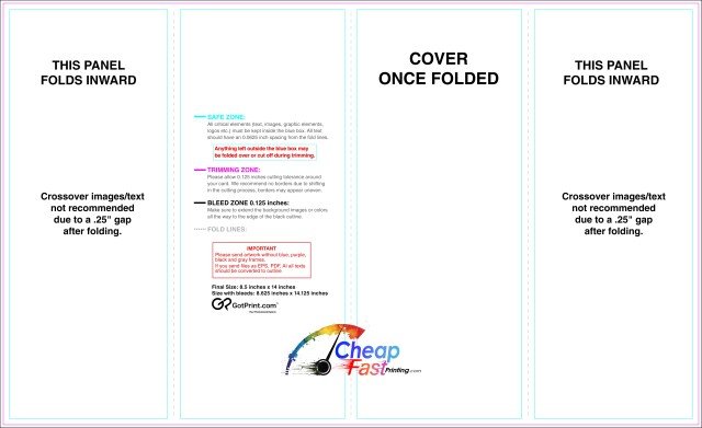 Brochure 8.5inx14in Doublegatefold Outside guideline preview