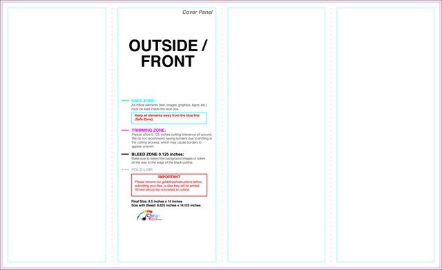 Brochure 8.5inx14in Reverse Parallelfold Outside guideline preview