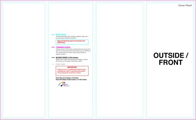 Brochure 8.5inx14in Rollfold Outside guideline preview