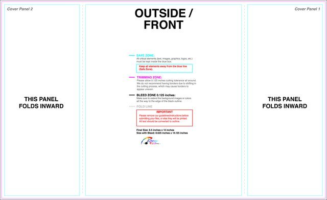Brochure 8.5inx14in Singlegatefold Outside guideline preview