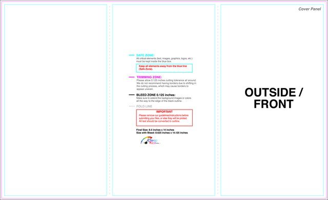 Brochure 8.5inx14in Zfold Outside guideline preview