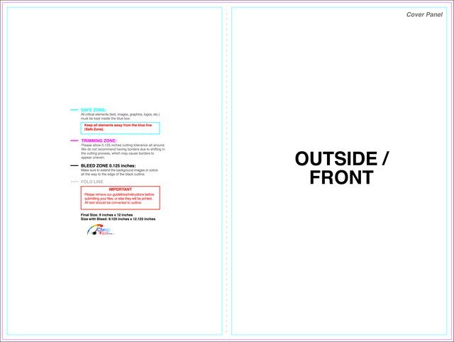 Brochure 9inx12in Halffold Outside guideline preview