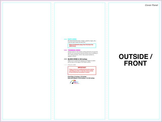 Brochure 9inx12in Trifold Outside guideline preview