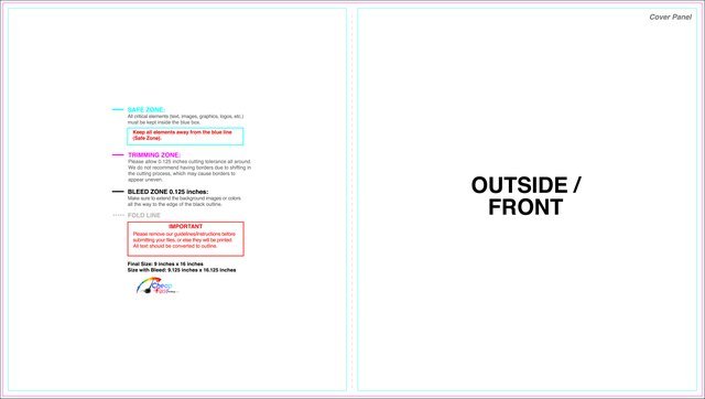 Brochure 9inx16in Halffold Outside guideline preview