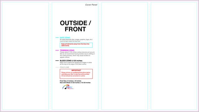 Brochure 9inx16in Reverse Parallelfold Outside guideline preview