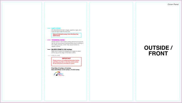 Brochure 9inx16in Rollfold Outside guideline preview
