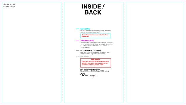Brochure 9inx16in Trifold Front guideline preview
