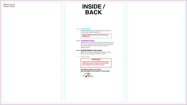 Brochure 9inx16in Trifold Inside guideline preview