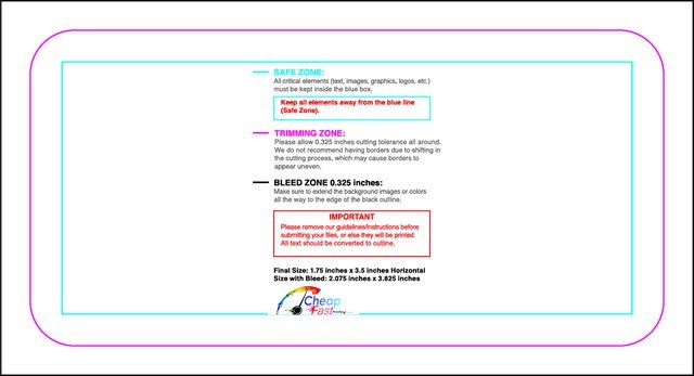Businesscard 1.75inx3.5in H Round Front guideline preview