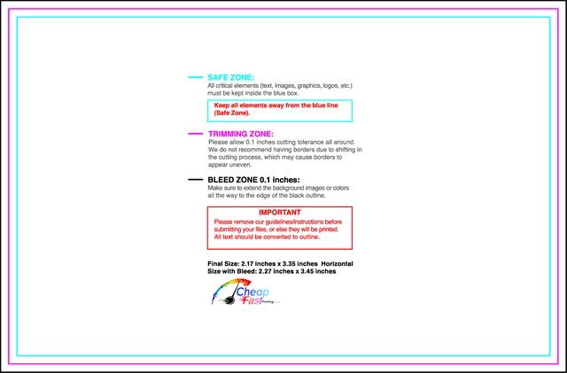 Businesscard 2.17inx3.35in H Front guideline preview