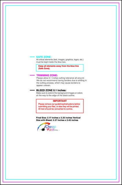 Businesscard 2.17inx3.35in V Front guideline preview