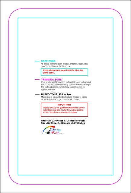 Businesscard 2.17inx3.35in V Round Front guideline preview