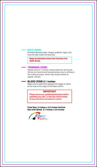 Businesscard 2inx3.5in V Front guideline preview