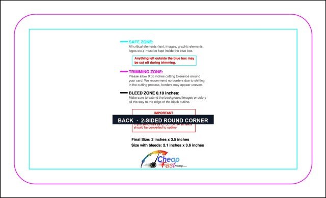 Businesscard 2inx3.5in V Round Back guideline preview