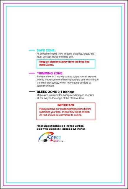 Businesscard 2inx3in V Front guideline preview