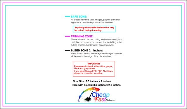 Business Cards 3.5 x 2 (sample) guideline preview