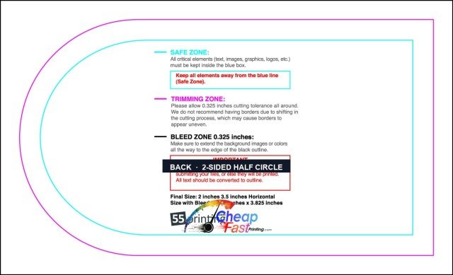 Specialty Shapes 2inx3.5in H Half Circle Back 2sided guideline preview