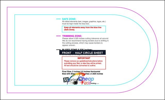 Specialty Shapes 2inx3.5in H Half Circle Front Extra guideline preview