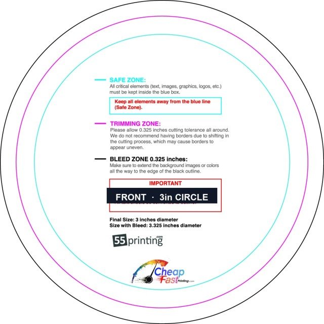 Specialty Shapes 3in Circle Front guideline preview
